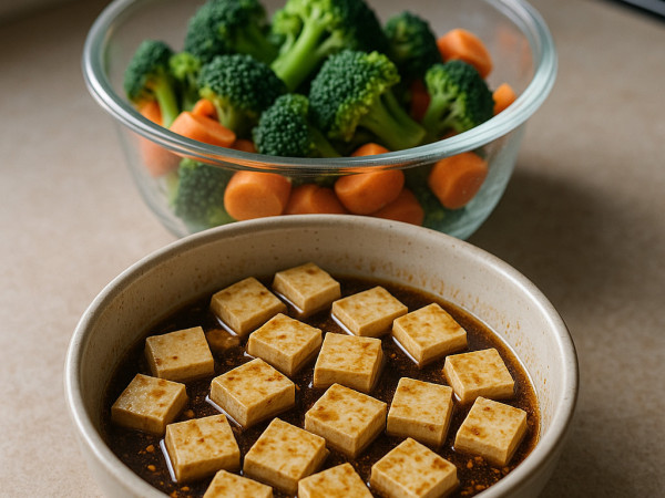 Tofu and Veggie Stir-Fry Served with Couscous step 1