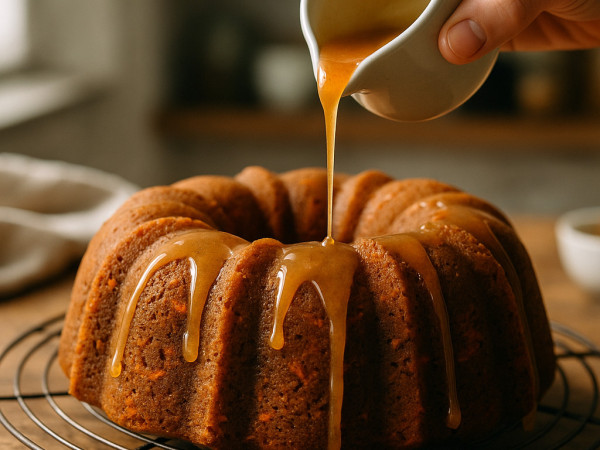 Carrot Bundt® Cake Drizzled with Orange-Bourbon Glaze step 4