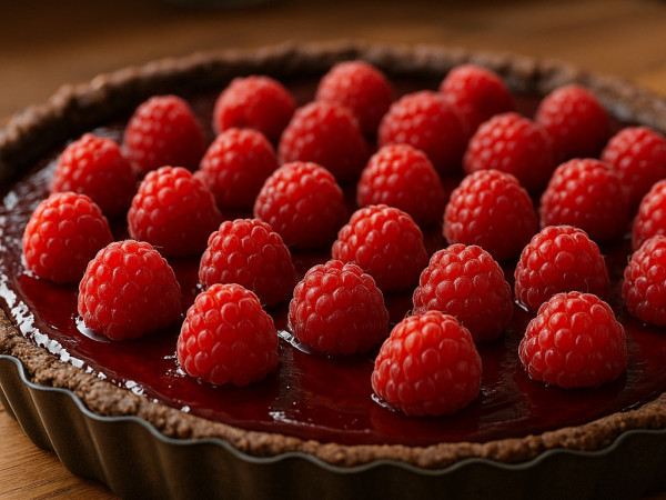 Tart with Three Chocolates and Raspberries step 2